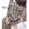 Women's Plaid Pleated Wide-Leg Suit Trousers