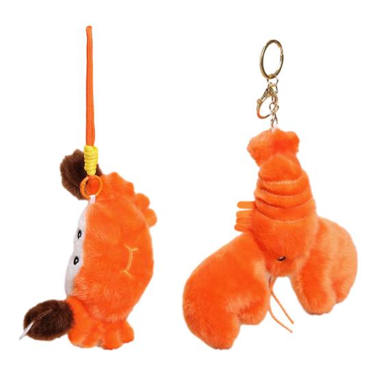 Yousheng Crab/Lobster Doll Keychain Pendant, Plush Keychain, Soft Fluffy Animal Bag Charm with Lanyard And Metal Ring, Cute Seafood Decoration