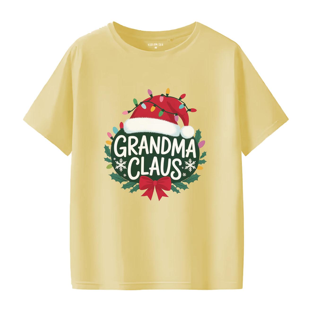 Cute Christmas hat print Womens short sleeved holiday Tshirt summer round neck suitable for daily versatility S