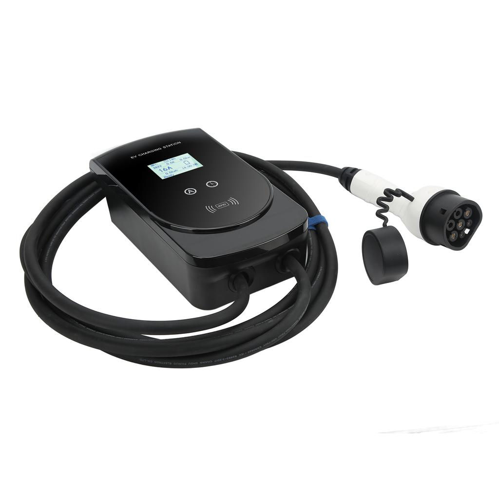 Type 2 Plug EV Charging Wall Station IEC 62196‑2 Connector 5m 220‑250V 3.5kW 16A Adjustable 2.8in LCD Screen