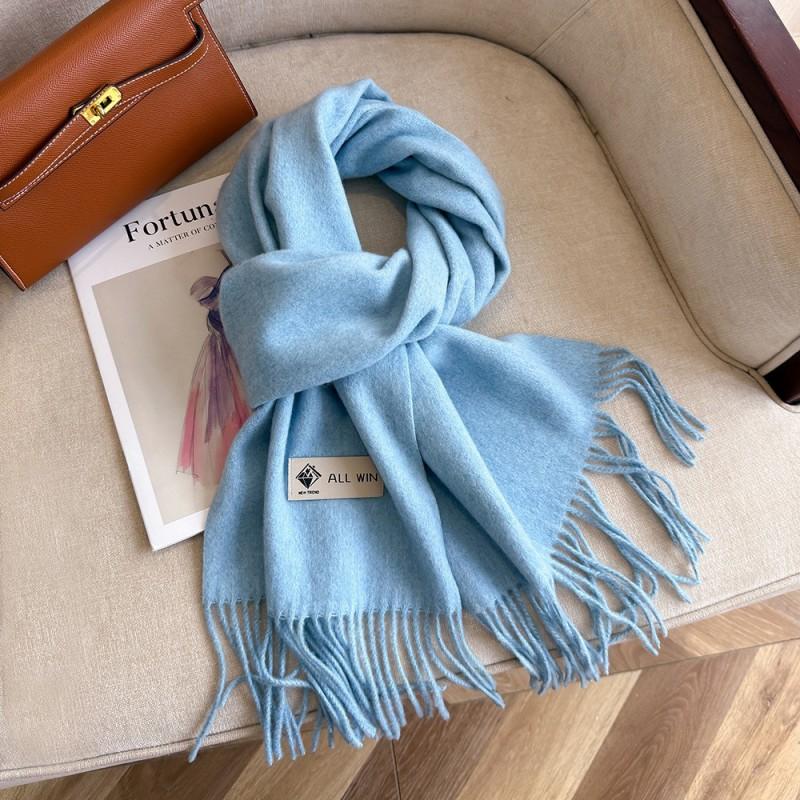 Womens Warm Thick Wool Blend Scarf Long Shawl With Tassels Winter Solid Color Fashion Accessory