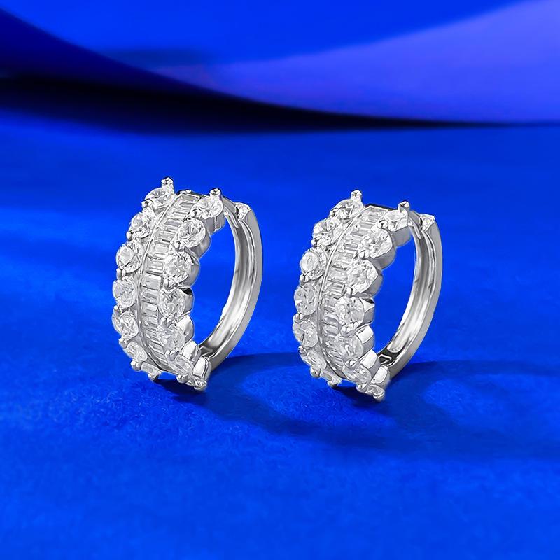 Xian Can Jewelry S925 Silver Square Diamond Inlaid Earrings - Versatile 2026 Collection S925 Silver