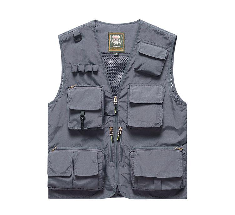 Men's Multi-Pocket Outdoor Fishing Photography Vest, V-Neck Sleeveless Plus Size Workwear 7898 Thin Design