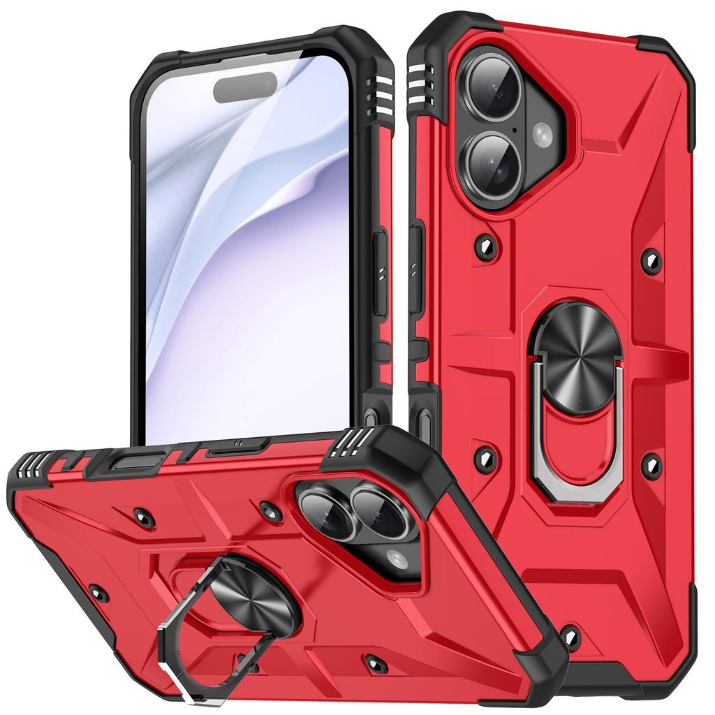 For iPhone 17 Case PC+TPU Anti-Drop Phone Cover with Ring Kickstand