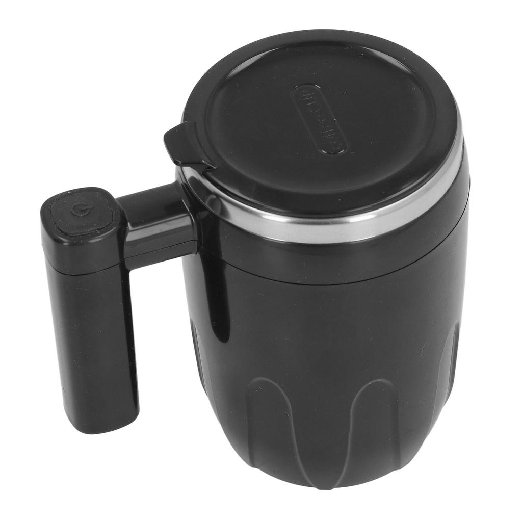 Self Stirring Coffee Mug Rechargeable with Lid Portable Electric Magnetic Automatic Mixing Black