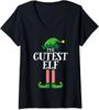 Cutest Elf Matching Family Group Christmas Party Elf Ladies' V-Neck Tshirt