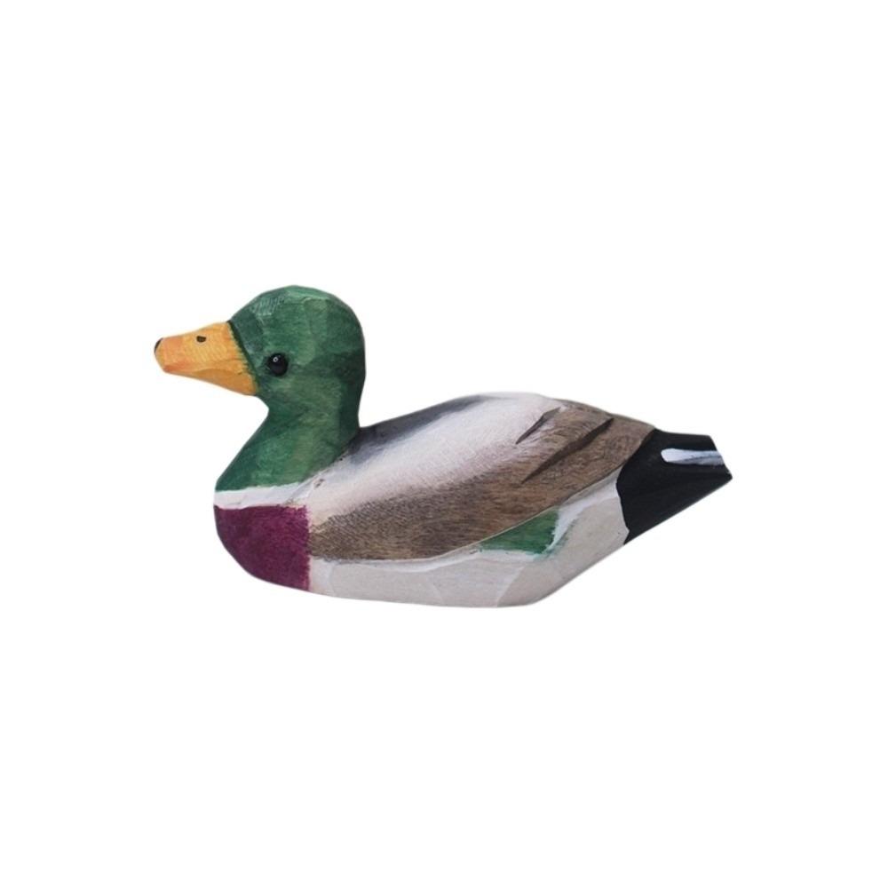 

Handmade Green-headed Duck Statue Mini Desktop Ornament Wooden Duck Figure Tabletop Display Style 3