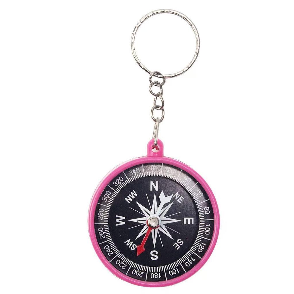Colorful Plastic Compass Keychain for Kids' Science Experiments and Outdoor Learning