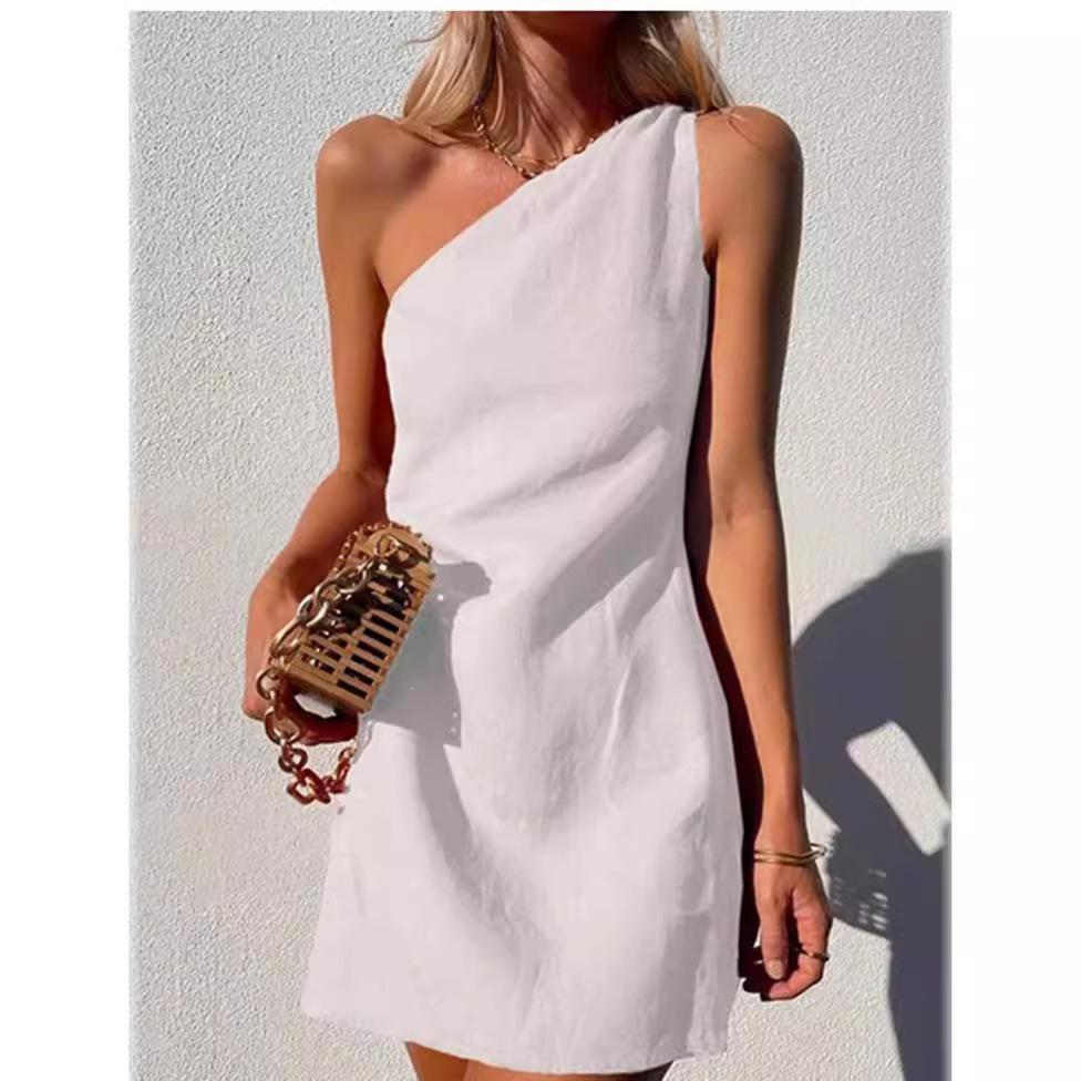 2026 Damen Schlankes One-Shoulder Sommerkleid - Eleganter Europäischer & Amerikanischer Stil Rock