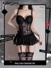Seductive Lace Mesh See-Through Lingerie Bodysuit with Suspender Straps