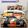 3pcs Custom Name Haikyu Bedding Set Duvet Cover Closure Includes 1 Duvet Cover & 2 Pillowcases, Soft and Comfortable for All Seasons.