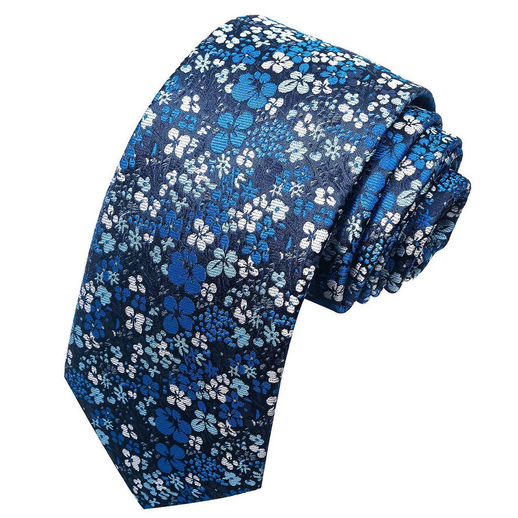 Spring/Summer Blue Series Men's Yarn-Dyed Jacquard Tie - British Style, Hand-Tied, Business Fashion