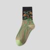 Thin Girls Mid-calf Socks Revivalism Retro Style Sock Women French Style Floral Tube Socks  Female