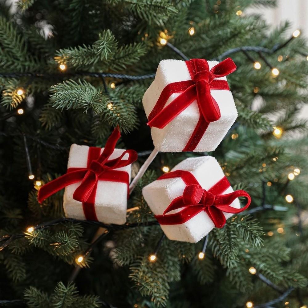 Flannel Gift Box Christmas Decorations Simulated Flower Arrangement Christmas Flowers Christmas Tree Cuttings Decoration