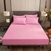 Winter Plush Fitted Sheet Elastic Double Bed Sheet Warm Bedspread Solid Color Mattress Cover Bed Linen Protector (No Pillowcase)