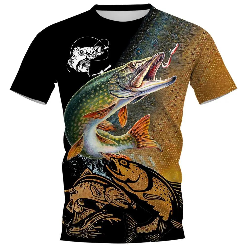 Men's T-Shirt 3D Carp Fishing Print Fashion Casual Loose T-Shirt Harajuku Vintage High Quality Social Funny Anime Men's Clothes