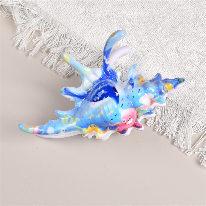 2025 UV Printed Conch Claw Clip: Summer Ocean Hair Accessory for Updo