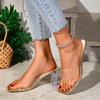 Módní dámské boty 2024 Módní slingbacky Dámské pantofle Letní s otevřenou špičkou Průhledné Jednobarevné Společenské Blokový podpatek Pantofle Plus Size