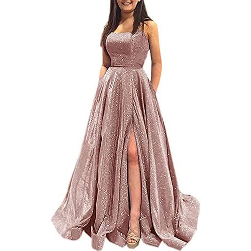 European and American Dresses New Spring Long Suspenders Flash Party Birthday Banquet Chorus Performance Dress Women