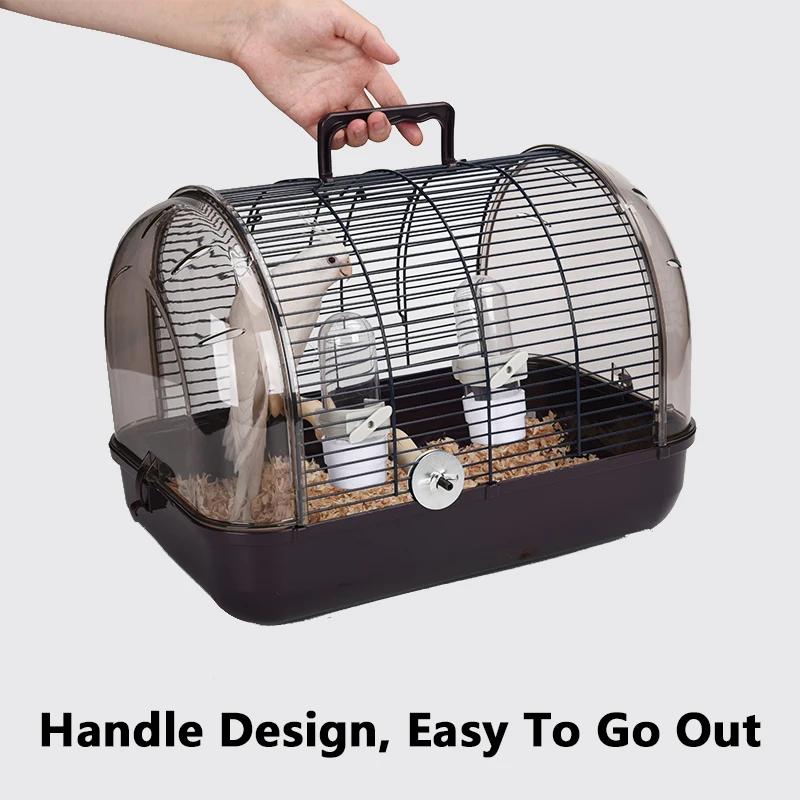 Outdoor Portable Bird Transport Cage Pet Parrot Cage with Feeder Transparent Detachable Small Parrot Carrier Cage Bird Supplies