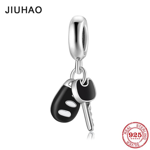 925 Sterling Silver Microphone Shape Flamingo Pink CZ Beads Fit Original Designer Charms Bracelet Bangles DIY Jewelry Making