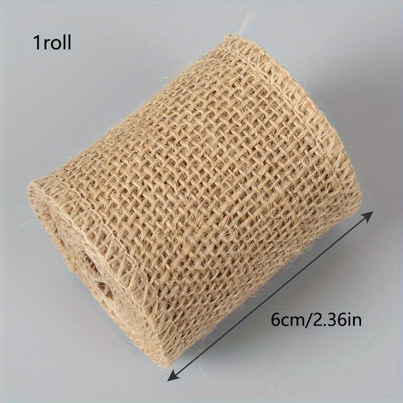 Natural Jute Fabric 1 Roll Thick Woven Jute Linen Fabric Strip Multi-Size DIY Craft Material for Belts, Christmas & Wedding Decorations