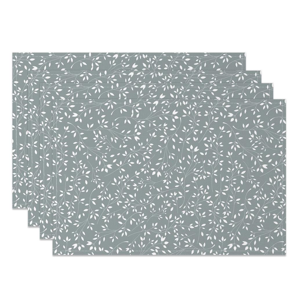 Modern Minimalist Table Mats Fresh Leaf Branch Pattern Placemats Natural Style Waterproof HeatResistant for Dining Kitchen Decor