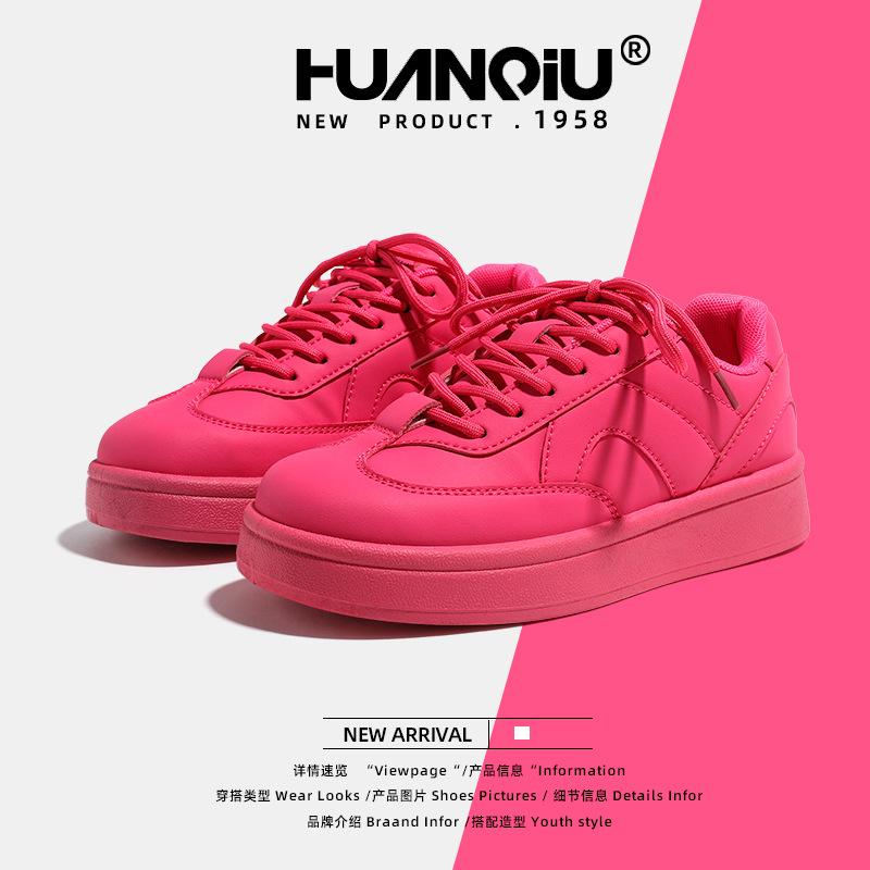 Global Dragon Fruit Color Women's Shoes German Training Shoes Women's 2025 Spring Versatile Platform Casual Board Shoes KMXFX8019