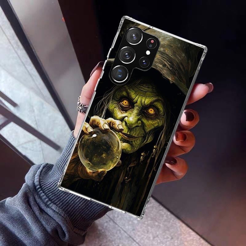 Halloween Moon Witch Horror Phone Case For Samsung Galaxy S23 S24 S25 Edge S26 Ultra S22 + S21 Plus S20 FE Cover Silicone Print