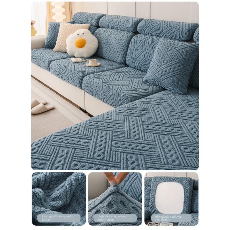 

Зимовий плюшевий чохол на диван, нова чотирисезонна універсальна антиковзаюча подушка, еластичний чохол на три сидіння та один шезлонг S