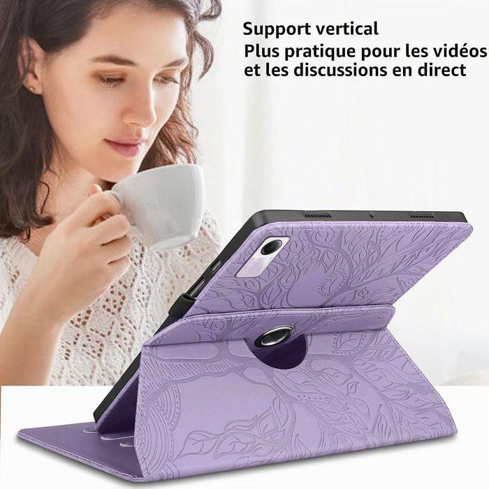 Case for Xiaomi Redmi Pad SE 11 Inches, Purple Tree Embossed Synthetic Leather Protection