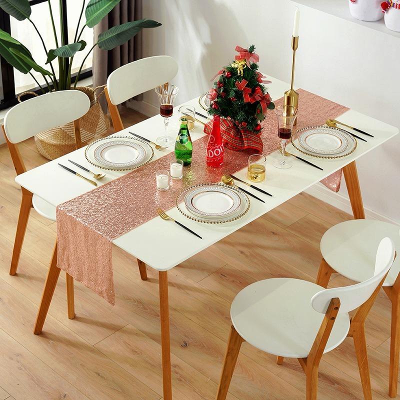 12 "x 108" Glitter Pailletten Tisch Läufer Tuch Hochzeit Läufer Rose Gold Silber Sparkly
