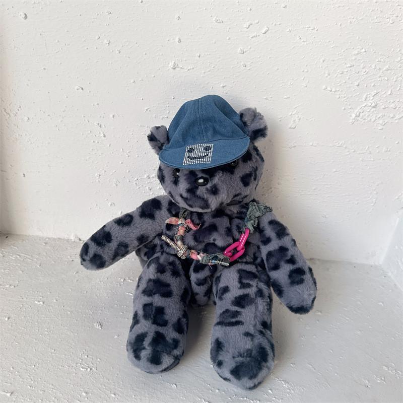 

Adorable Leopard Plush Print Backpack For Kids With Sweet Bear Design Perfect School For серый