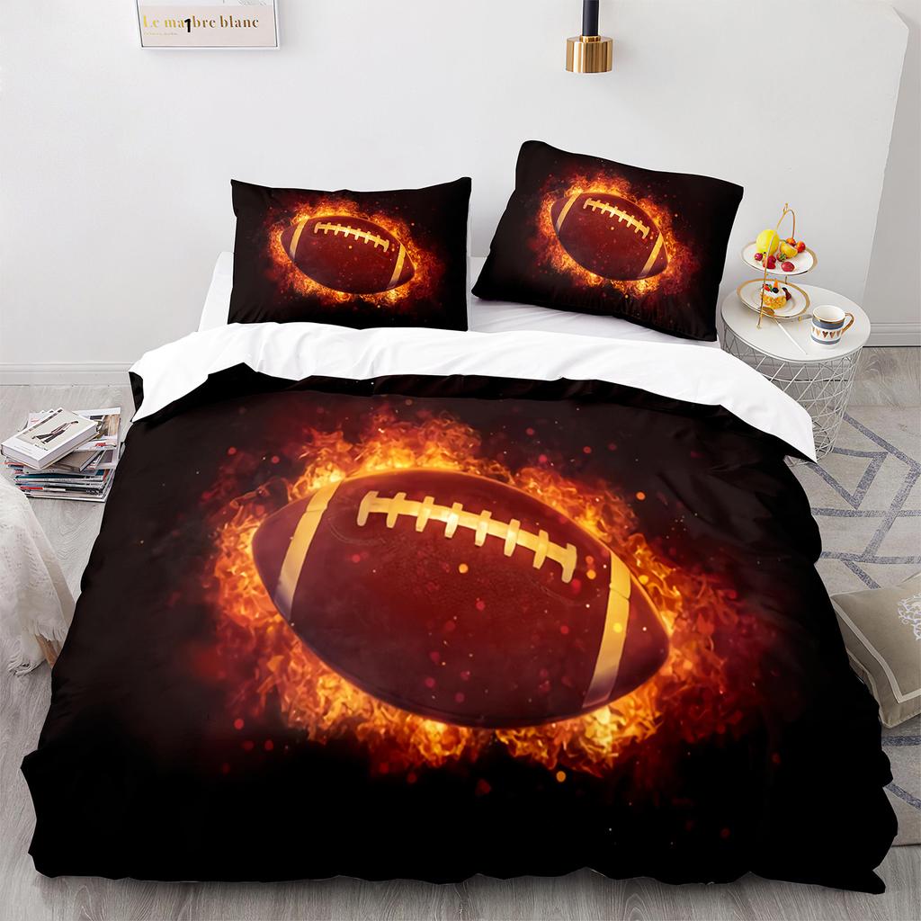 American Football Duvet Cover Set Queen/Full/King Size Skull Bedding Set 3pcs for Kids Boys Teens Sports Gaming Comforter Cover