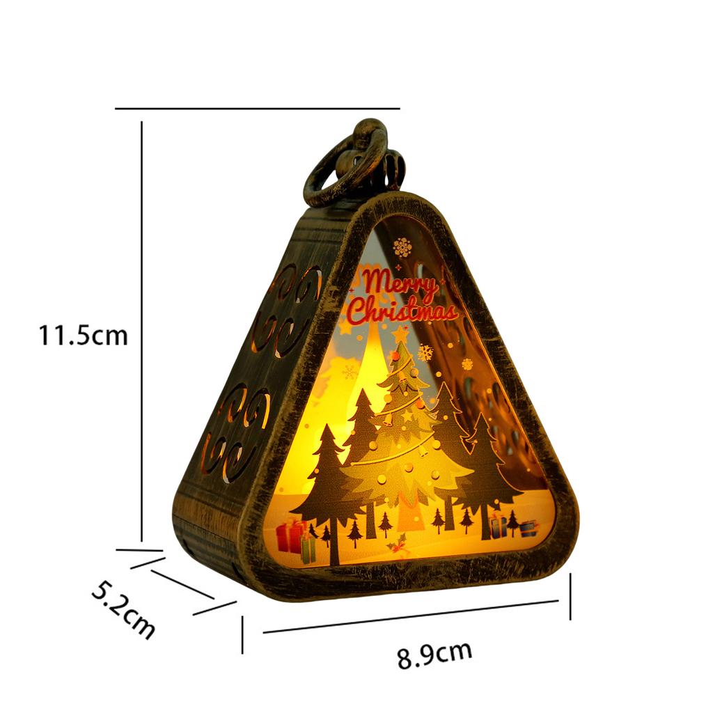 Mini Christmas LED Triangle Lantern Santa Claus Snowman Festival Lamp Bedside NightLight Xmas Holiday Table Decor Ornaments Gift