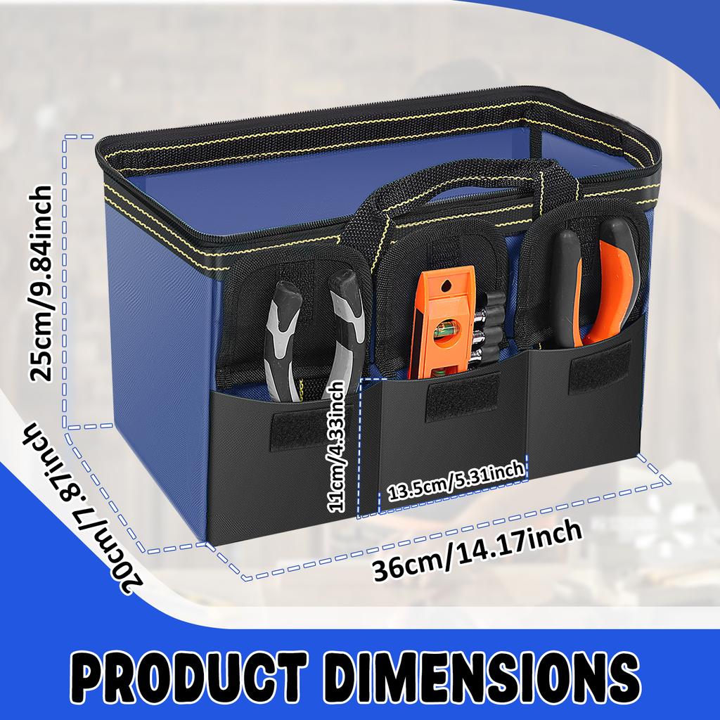 Multifunktions-Werkzeugkasten Oxford-Stoff Wasser Elektriker Arbeitswerkzeugtasche Mehrere Taschen Sturzsichere Aufbewahrungstasche für Heimwerker, Zimmermann
