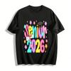 Bunter Print Senior 2026 Abschluss Gedenk-Freizeit-Oberteil Reines Baumwoll-T-Shirt
