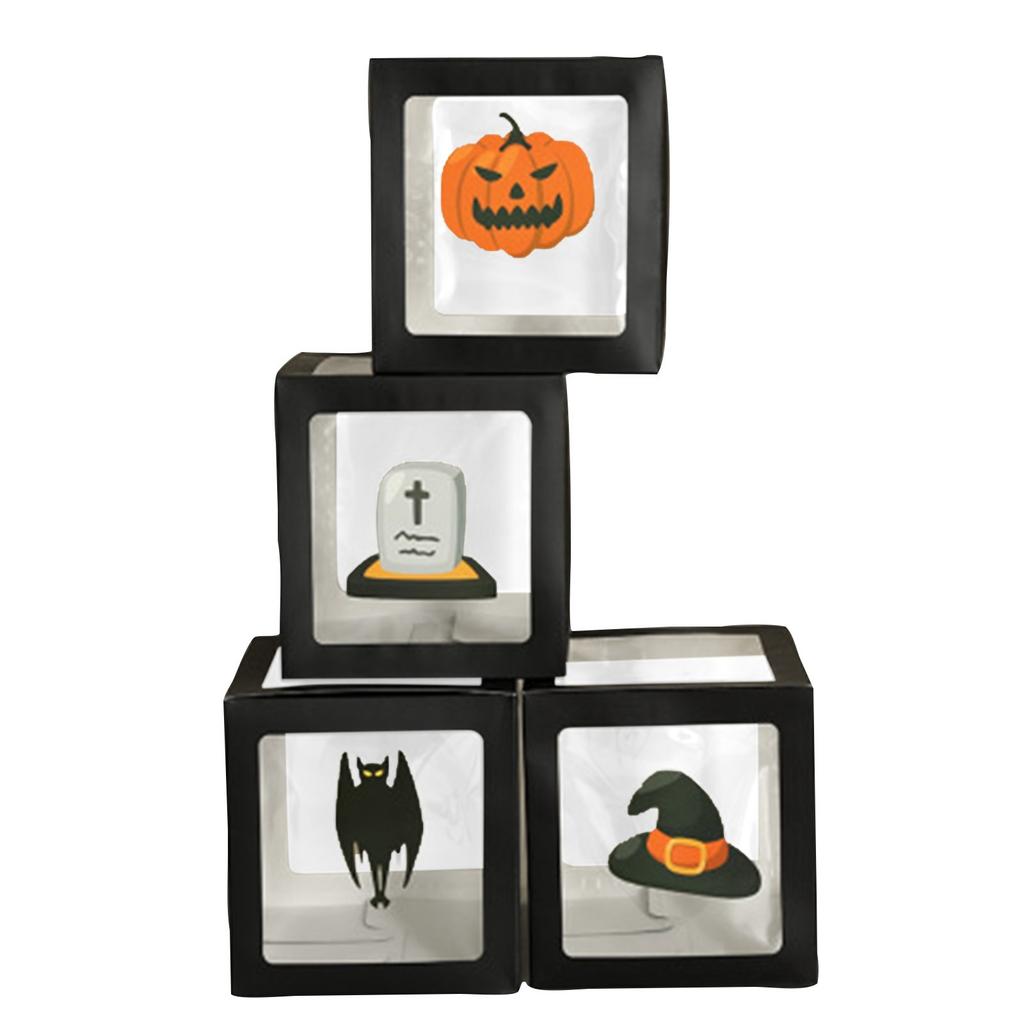 Halloween Box Decoration Transparent Box, Birthday Party Decoration Includes 4 Box