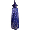 Gold Foil Cloak Costume Witch Hat Kids Adults Halloween Party Performance Stage