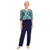 S-XXL Women Alzheimer Elderly Anti-Strip Adaptive Printed Jumpsuit V Neck 3/4 Sleeve Wide Leg Back Zipper Nursing Rompers for Special Needs