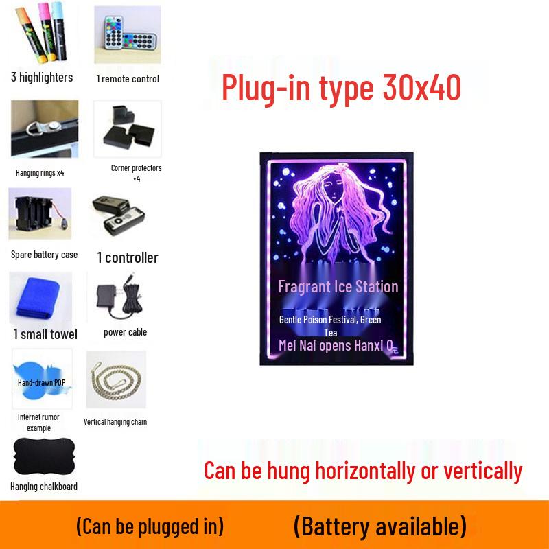 LED Blackboard Stall Display Sign - Luminous Advertising Menu Board