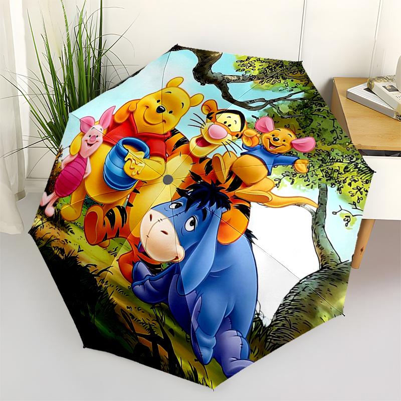 

Winnie and friends Themed Travel Umbrella-8 Ribs Automatic Opening and Closing, Portable Folding Design, Compact and Stylish Umbrella Suitab