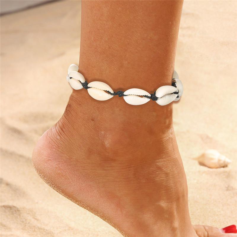 Modyle Vintage Silberfarbene Perlen Seestern Fußkettchen Für Damen Handgefertigt Perlen Fußkettchen Sommer Strand Fußschmuck