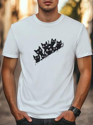 Black Cats Cartoon Graphic Unisex T-Shirt Women Men Trendy Tee Casual T-shirt Unisex T-Shirt