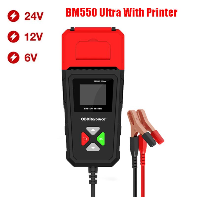 

6V 12V 24V Car Battery Tester 100-2000 CCA Car Digital Battery Voltage Tester BM550 Ultra Car Diagnosis Tool (With Printer)