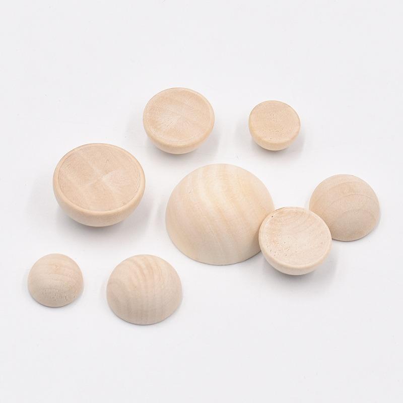 10-50MM Unfinished Wood Balls Half Wooden Balls Mini Hemisphere Half Craft Balls for DIY Projects Kids Arts and Craft Supplies