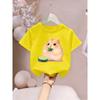 European sizes Summer Casual Girls' Clothing, Featuring a Cute Cartoon Hamster Print, Soft, Comfortable, and Versatile Round-neck T-shirt