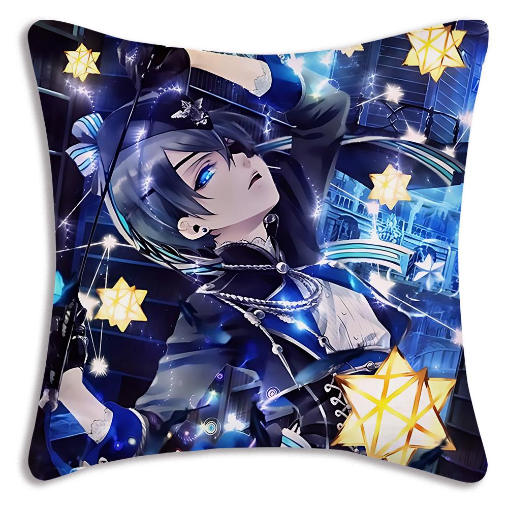 Anime Manga Black Butler Pillow Covers Cartoon Sofa Decorative Home Double-Sided Printing Short Plush Cute Cushion Cover