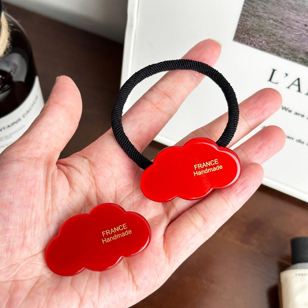 Fashionable And Stylish Acetate Cloud Hair Tie With Gold Accent And Elegant Hair Clip