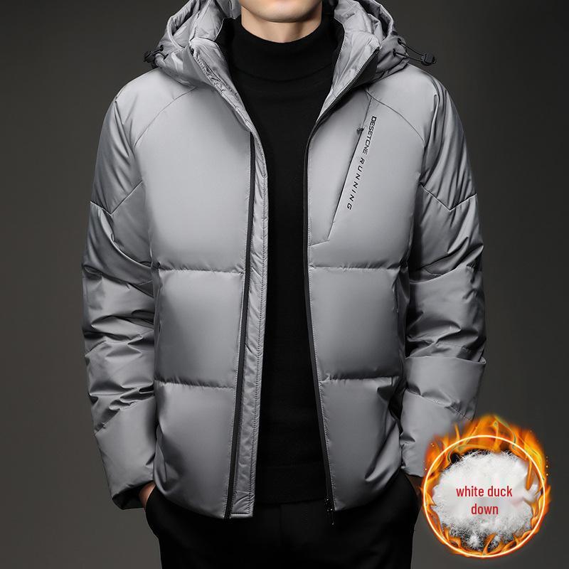 Men's Winter Hooded Down Jacket - Fashionable, Casual, Warm, Thick Windbreaker with White Duck Down Filling